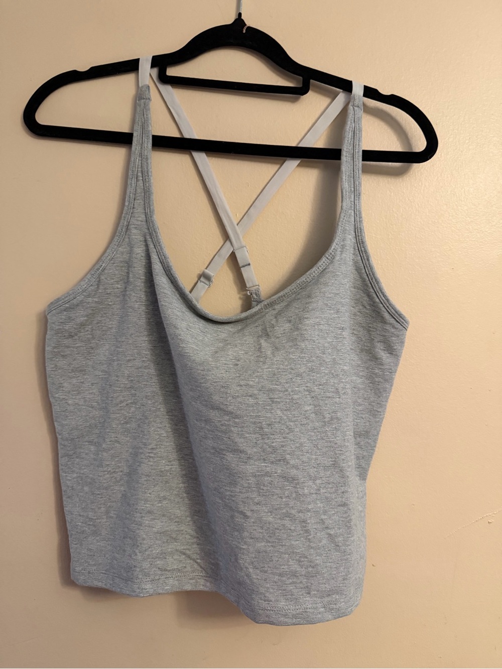 Women's Grey Cross-Back Crop Tank Top